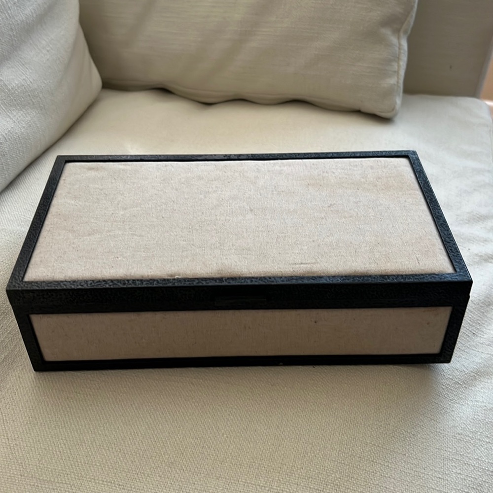 Pottery Barn Linen Metal Framed Box